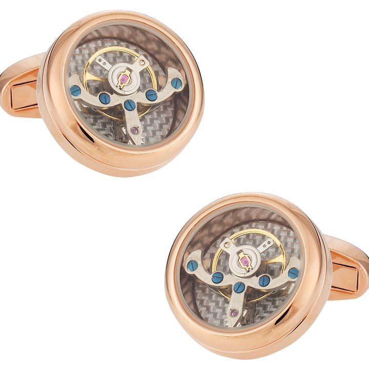 Montre en fibre de carbone tourbillon en or rose argenté pour la vente par Cuff-Daddy