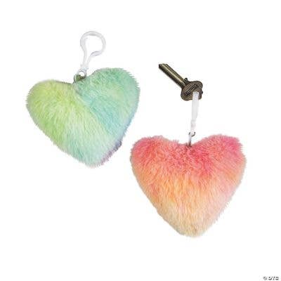 Fun Express - Wholesale Keychain - Kids - FUZZY HEART KEYCHAIN