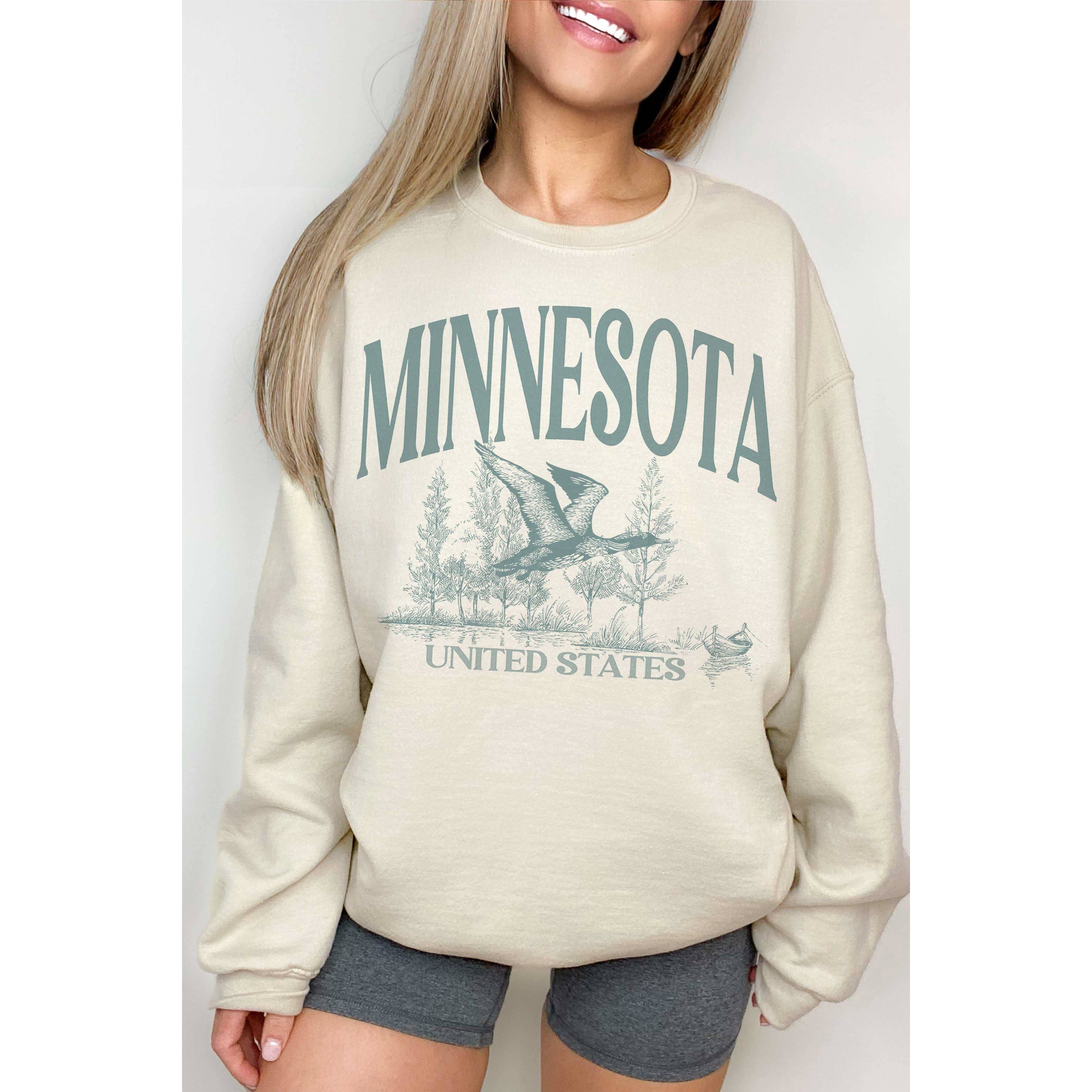 BLUME & CO. - Vendita all'ingrosso Felpa stampata - Donna - Felpa Grafica Oversize MINNESOTA ILLUSTRATION2