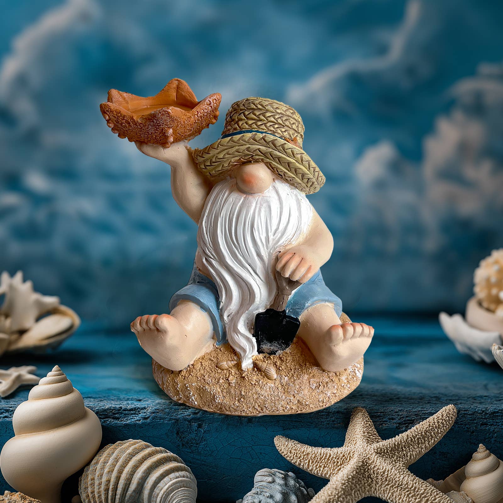 Liffy - Wholesale Candle Holder - Beach Gnome Resin Candle Holder Figurine Coastal Decor17