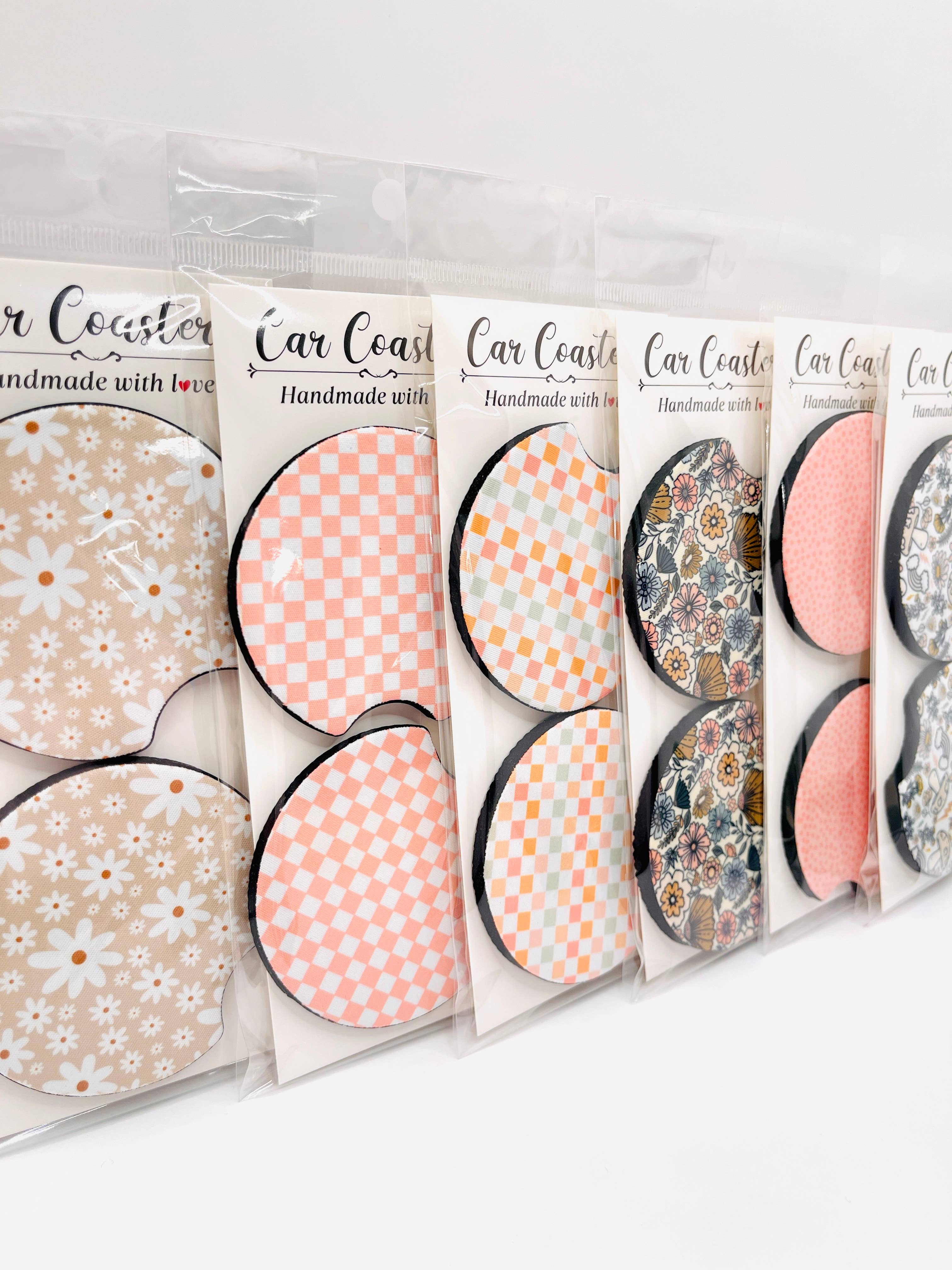 MarissaDDesigns - Vente Sous-verre pour voiture – unisexe - Dessous de verre pour voiture - Lot de 2 avec motifs floraux13