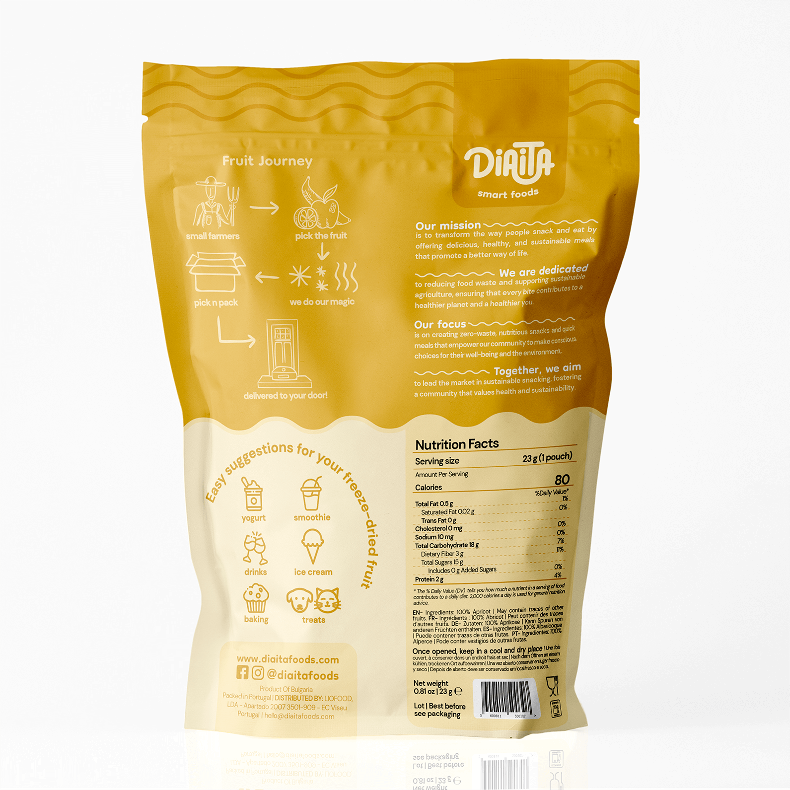 Diaita – wholesale Dried/dehydrated fruit – Freeze-Dried Apricot Snack (Sour)1