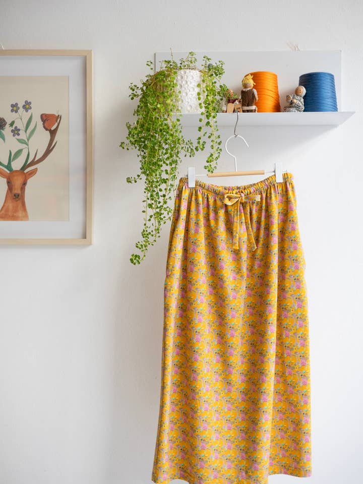 Gonna lunga in jersey 'Crazy Carousel' | senape per la vendita all'ingrosso da parte di aesthete-kidswear