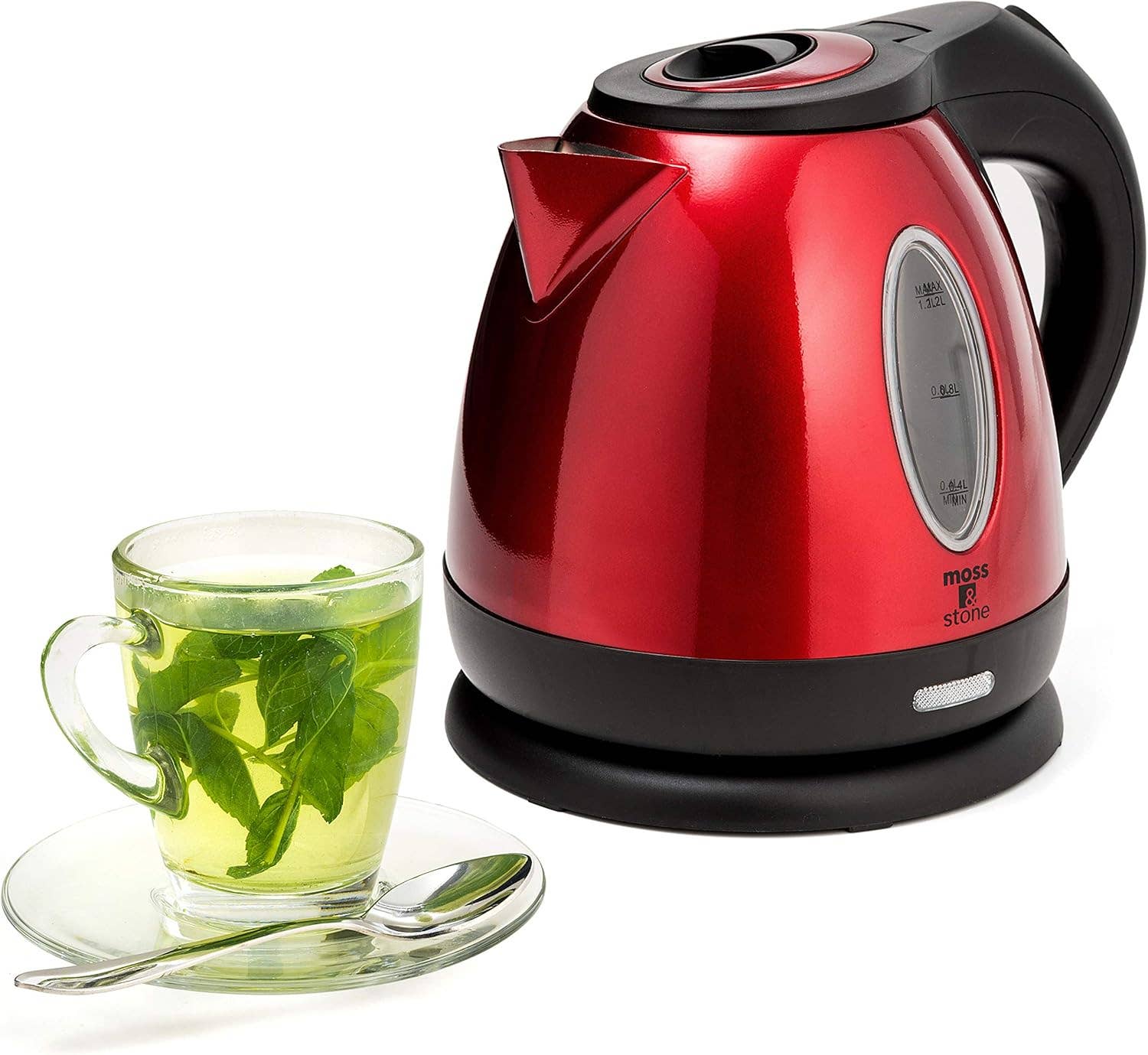 Moss & Stone - Vente Bouilloires électriques - Bouilloire électrique en acier inoxydable petite, sans fil 1,2L portable, bouilloire électrique à eau chaude, 1500w forte ébullition rapide, théière électrique, bouilloire électrique avec protection contre l'ébullition à sec.0