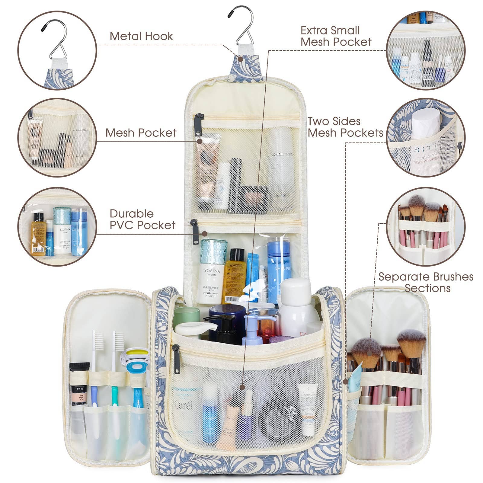 wandf - Wholesale Toiletry bag – women's - NW5126 Travel Toiletry Cosmetic Bag With Handle Women Gift16