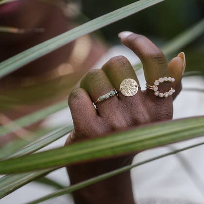 Ginger & Pearl Jewelry - Wholesale Band/Stacked Ring - Inez Engraved Flower Ring