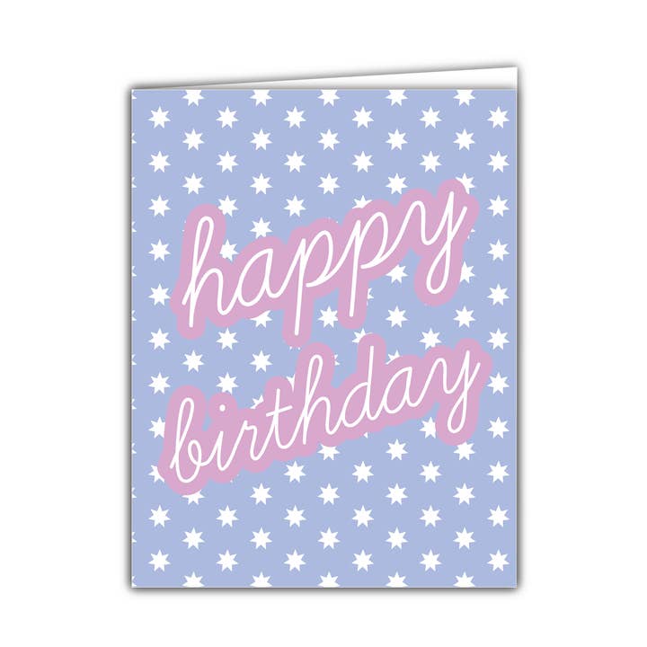 Lilac Pink Stars Birthday Card - C0009 for wholesale by Webster Road Paper Co
