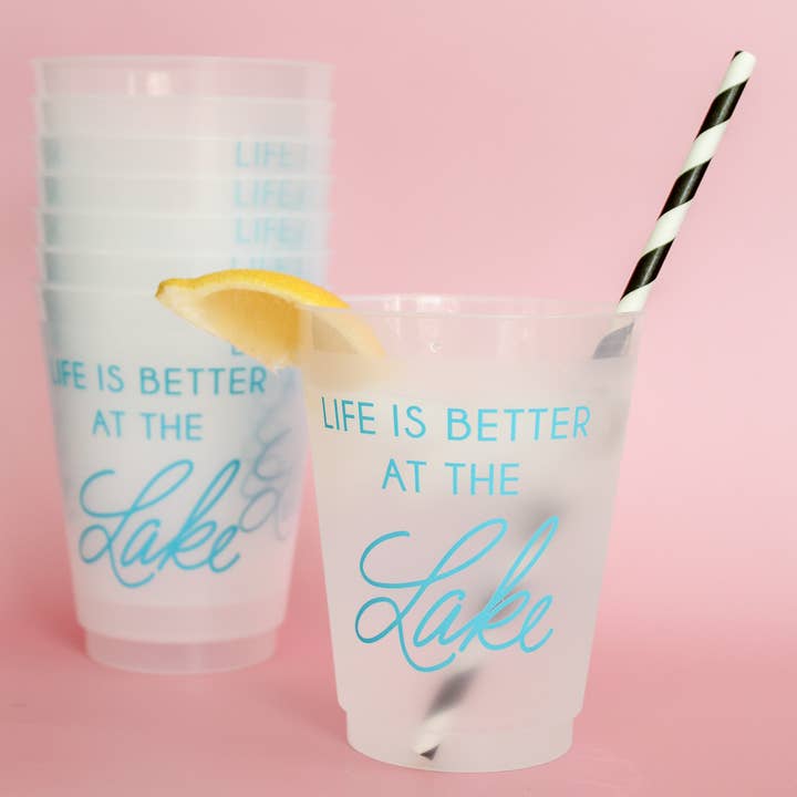 Birdie Mae Designs - Wholesale Disposable Cup - Life is Better At The Lake | Frosted Acrylic 16oz Set of 87
