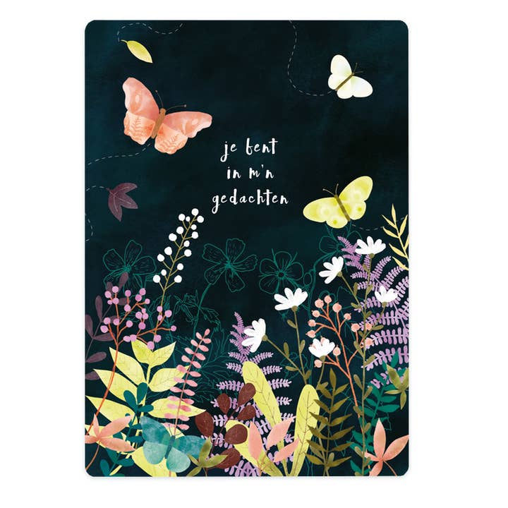 kaart vlinders en bloemen je bent in m'n gedachten voor wholesale door The Lemonbird