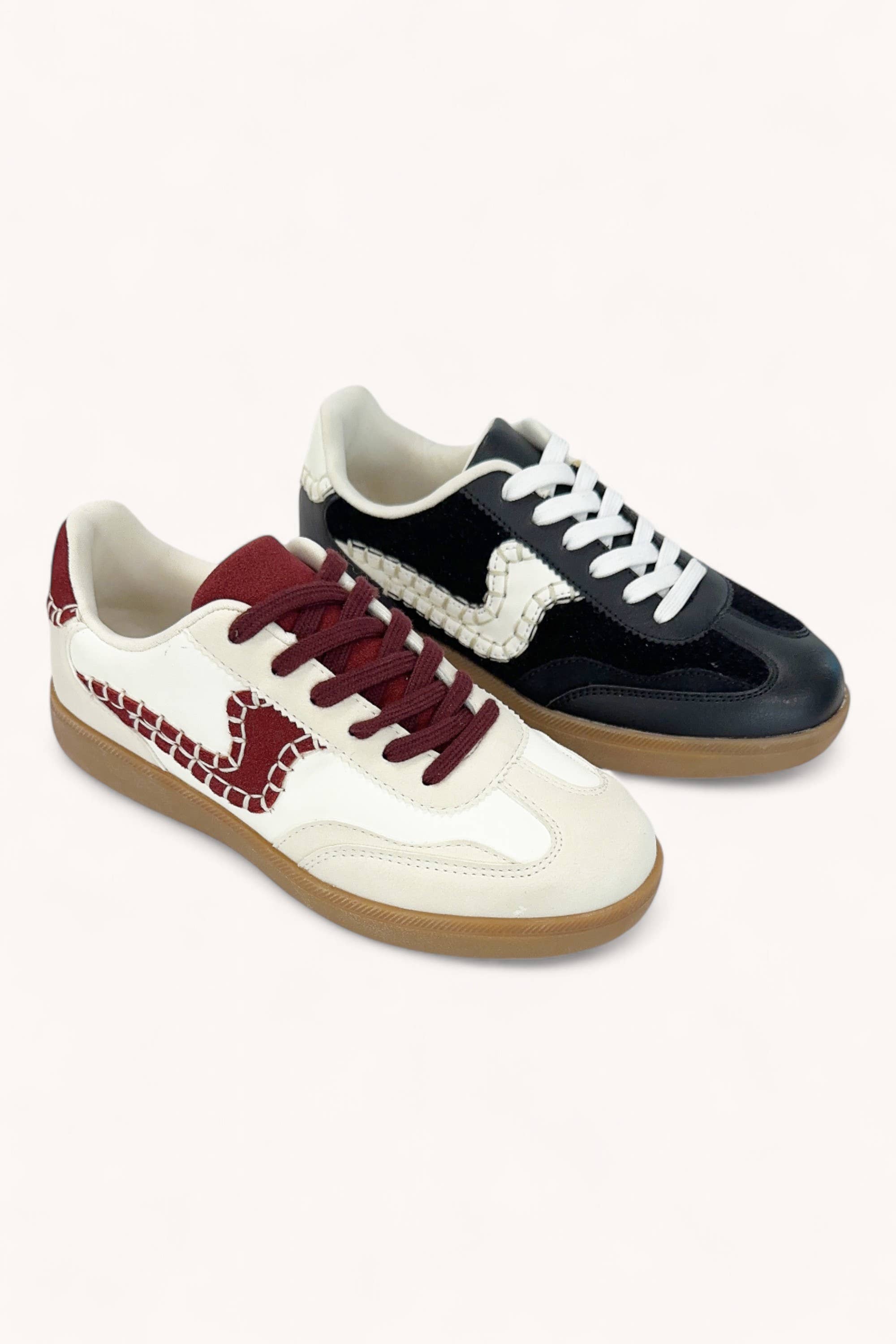 CCOCCI - Vente Baskets tendance – femme - BASKETS DE COURT MODERNES-13 AVEC DÉTAILS DE COUTURE ET LACETS SWOOSH2