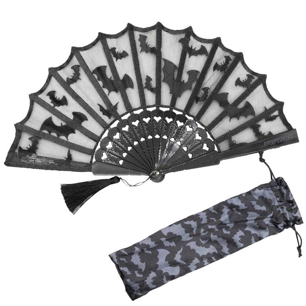 Kreepsville - Wholesale Handheld Folding Fan - Bat Lace Hand Fan1