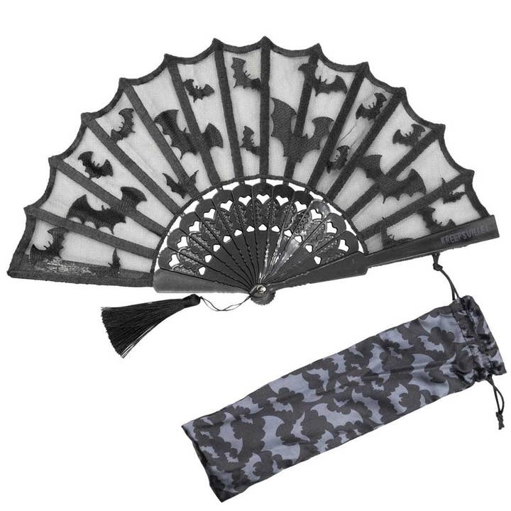 Kreepsville - Wholesale Handheld Folding Fan - Bat Lace Hand Fan1