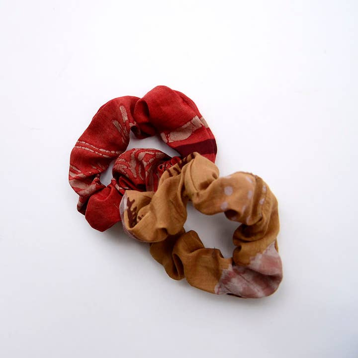 Ichcha - Wholesale Scrunchie - Women's - Scrunchies | Cotton Silk Hand Dyed + Block Print (set of 2)6