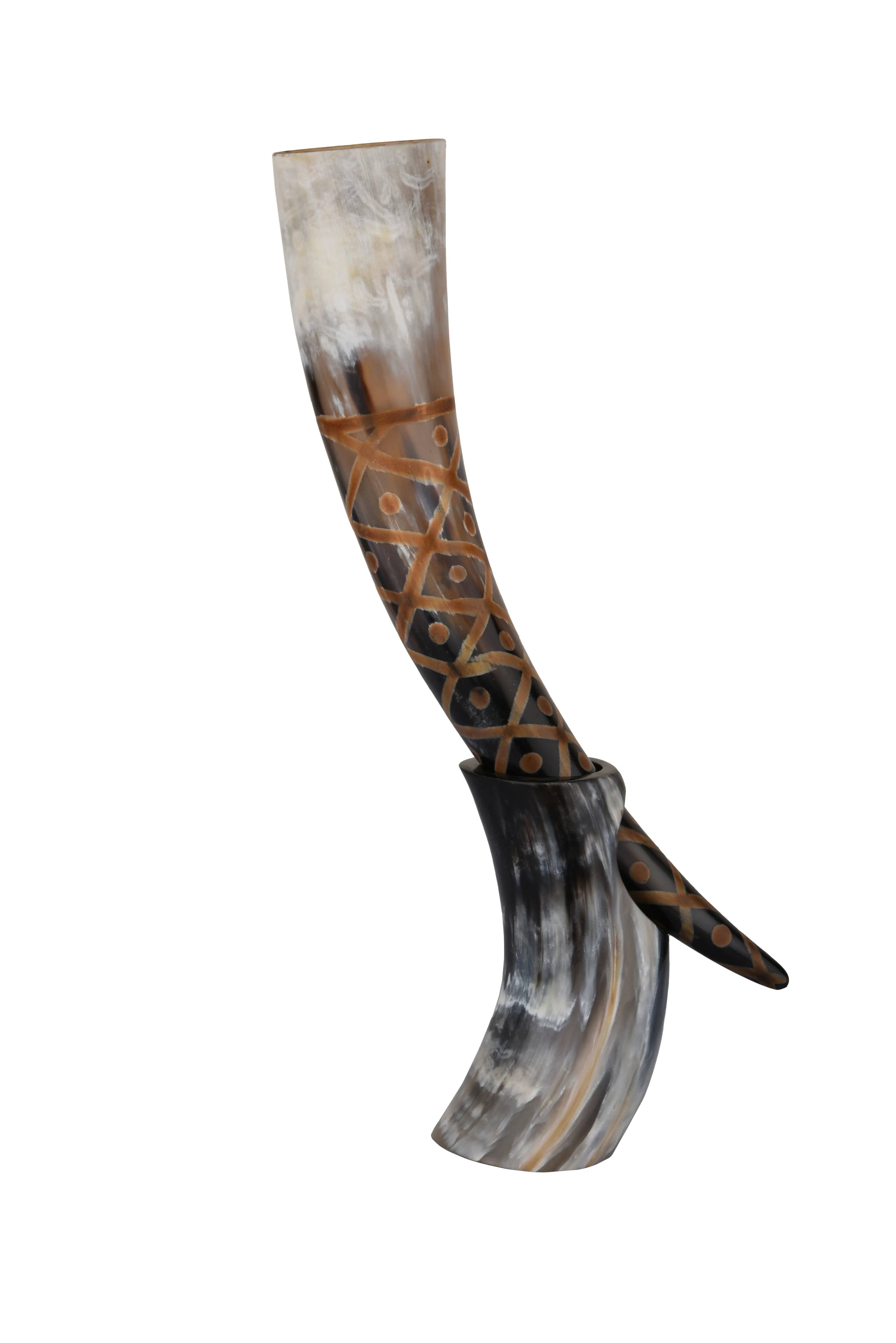 Muqeem & Brothers - Wholesale Drinking Glass/Cup - Drinking Horn with Stand - Holds Upto 16 oz, Burnt Craft1