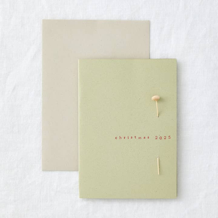Minimal Christmas Card Festive Botanical Card Xmas 2025 for wholesale by Made by Shannon