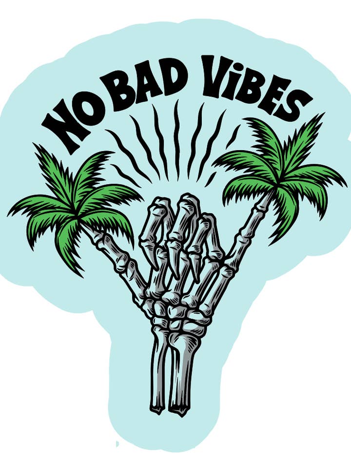 Autocollant No Bad Vibes pour la vente par Last Call Co.