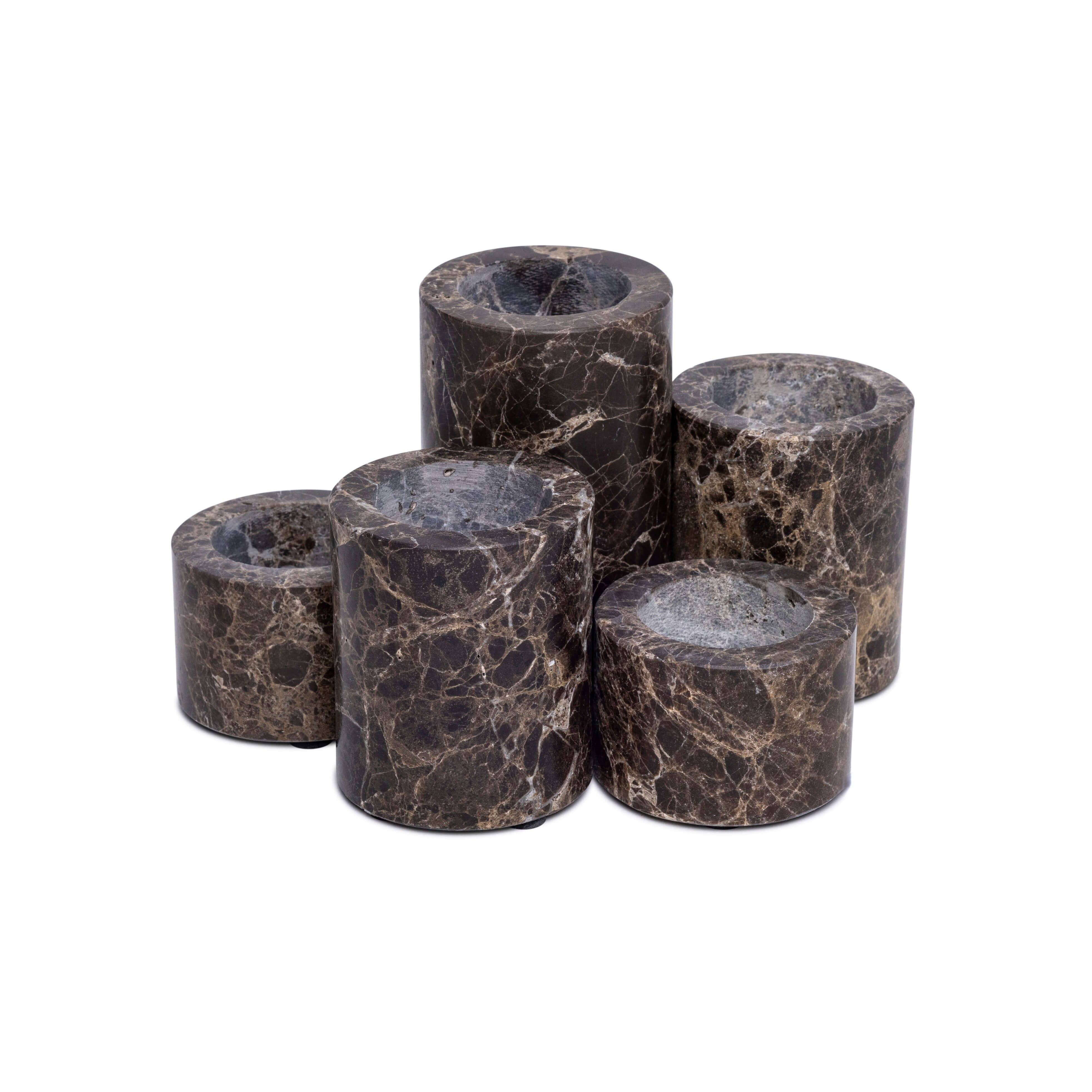 MOOISA B.V. - Venta al por mayor Candelabros - Portavelas de mármol L Ø6x10 cm marrón4