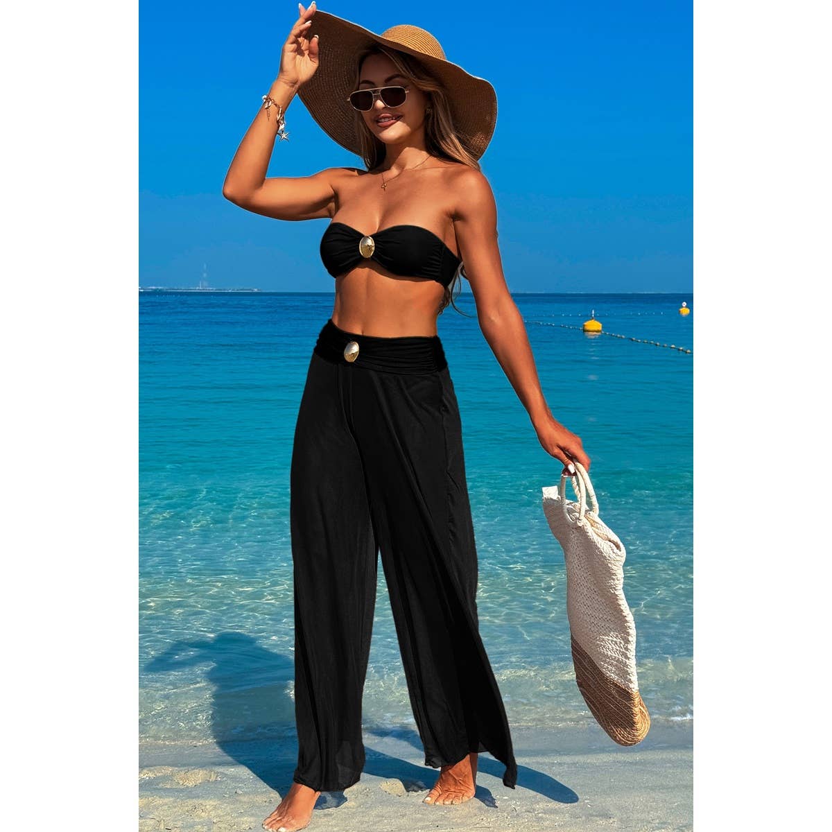 Elings - Vendita all'ingrosso Bikini - Donna - Set Bikini da Spiaggia in Metallo a Colori Solidi4