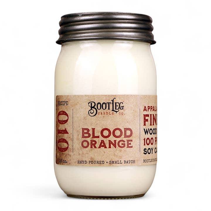 Blood Orange - 16oz Soy Wax, Wood Wick Candle for wholesale by Bootleg Candle Company