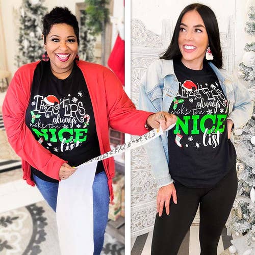 Sugar Stitch - Wholesale Screen Printed T-Shirt - Women's - Teacher's Always Make the Nice List Christmas T-Shirt