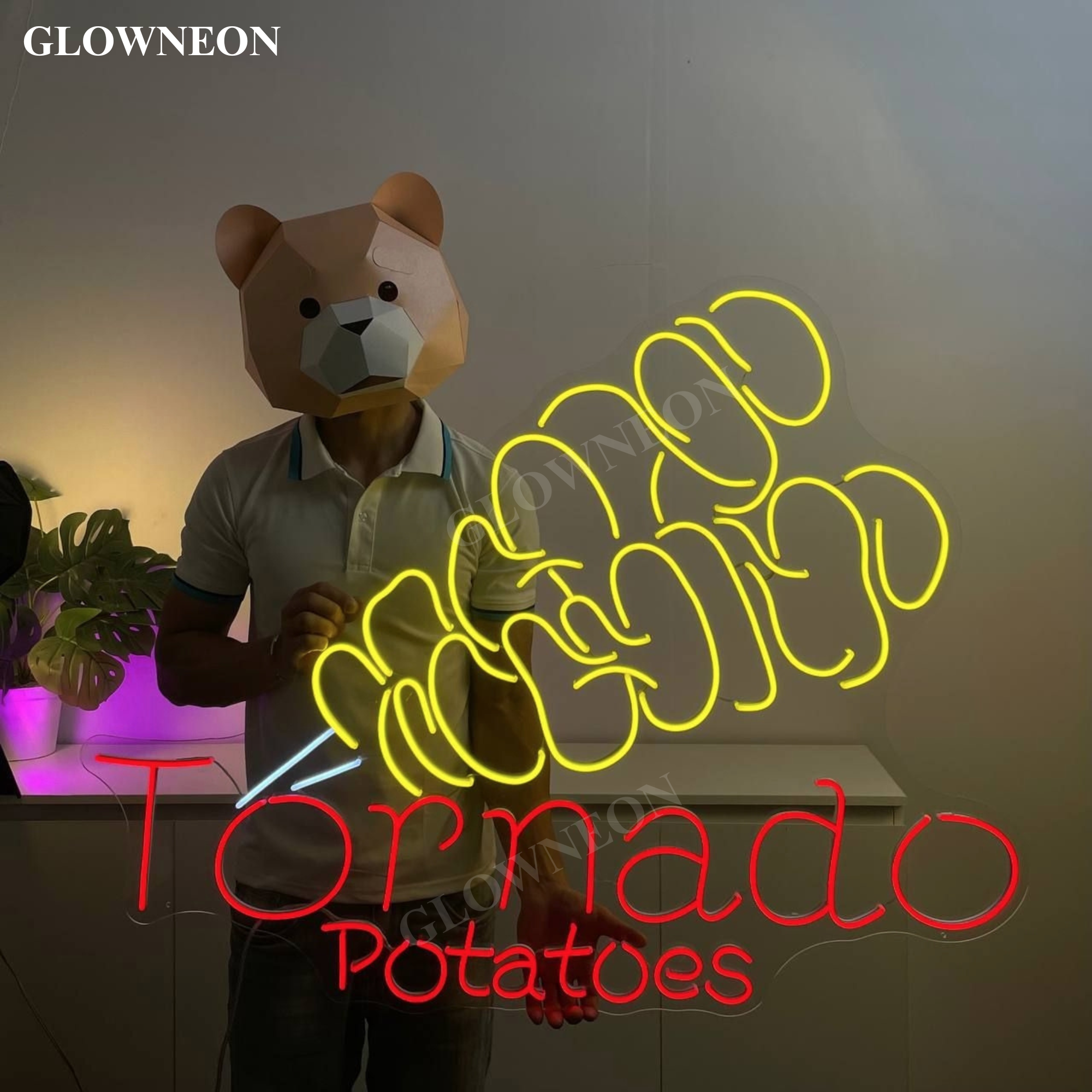 Glow Neon - Wholesale Neon Sign - Tornado Potatoes Neon Sign, Twisted Potatoes Shop Wall Decor0