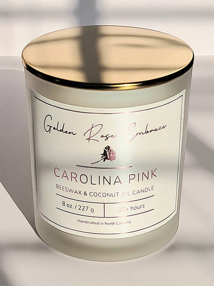 Candela in cera d'api Carolina Pink 8oz per la vendita all'ingrosso da parte di Golden Rose Embrace