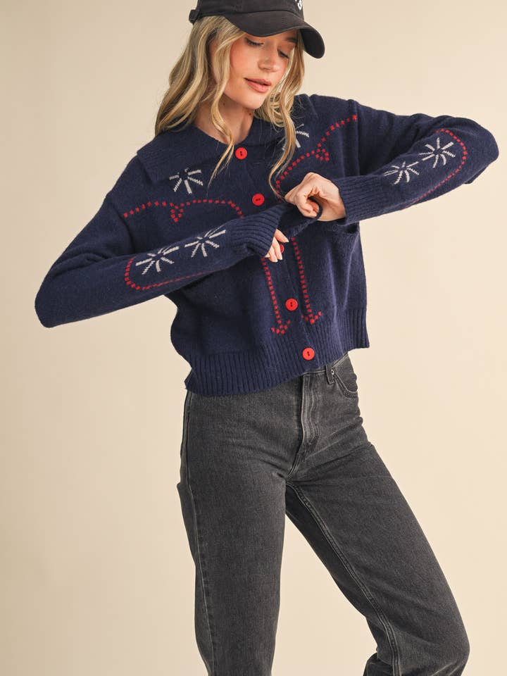 &MERCI - Wholesale Cardigan - Women's - WESTERN DESIGN SWEATER CARDIGAN MSW1121729