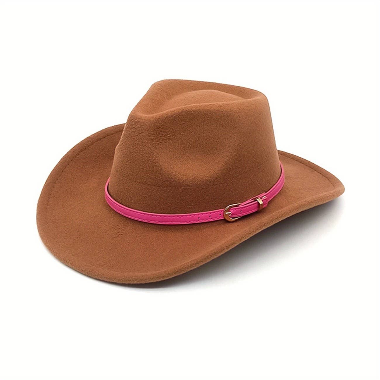 Syrrios Gifts LLC - Wholesale Cowboy Hat - Unisex - Cowboy Cowgirl Western Felt Hat with Pink Band Buckle15