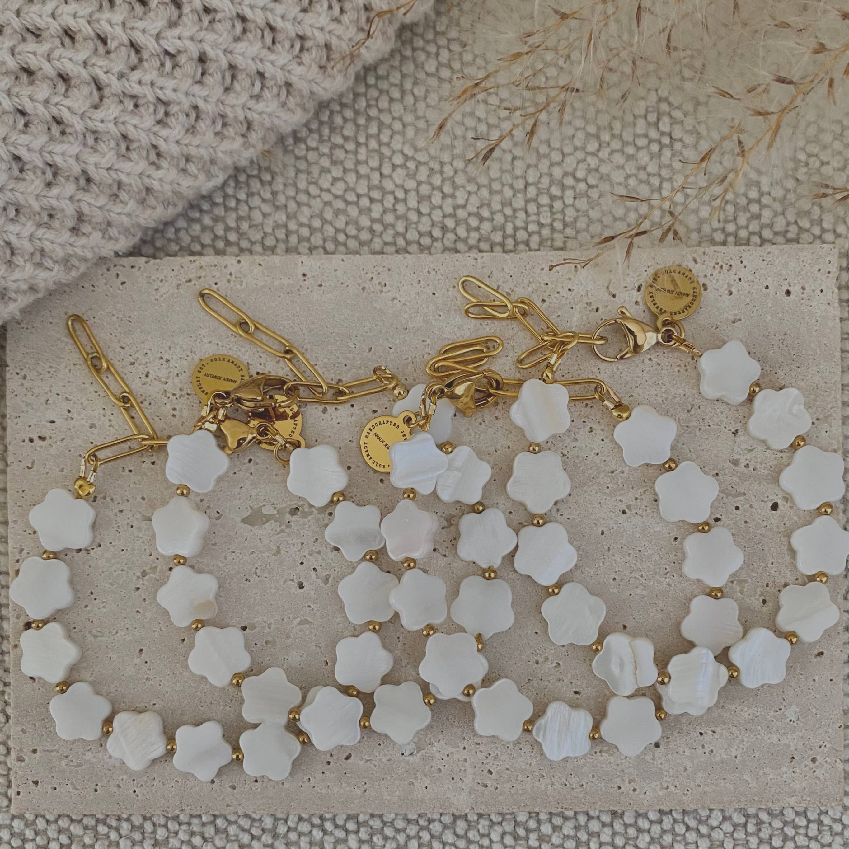 Amady Jewelry - Wholesale Beaded Bracelet - Flower Clover Shell Pearl Bracelet layering bracelet5