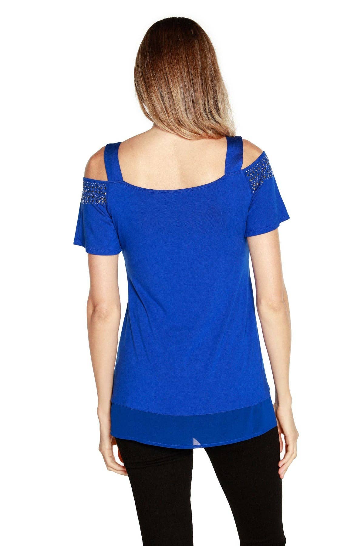 Belldini - Wholesale Blouse - Women's - Women's Cold Shoulder Tunic with Studs and Sequins22