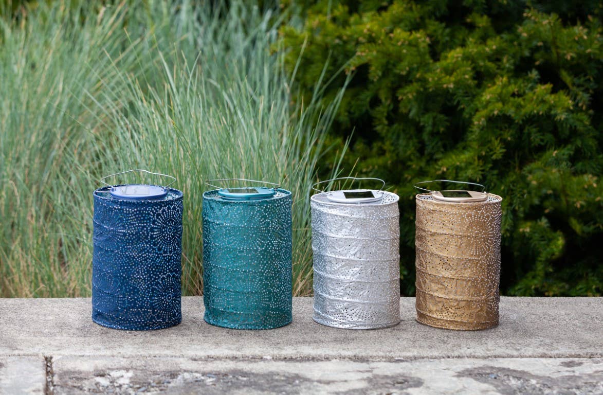 Allsop Home & Garden - Wholesale Outdoor/Lawn Light - Stella Cylinder 7.5" Solar Lantern - Metallic Emerald9