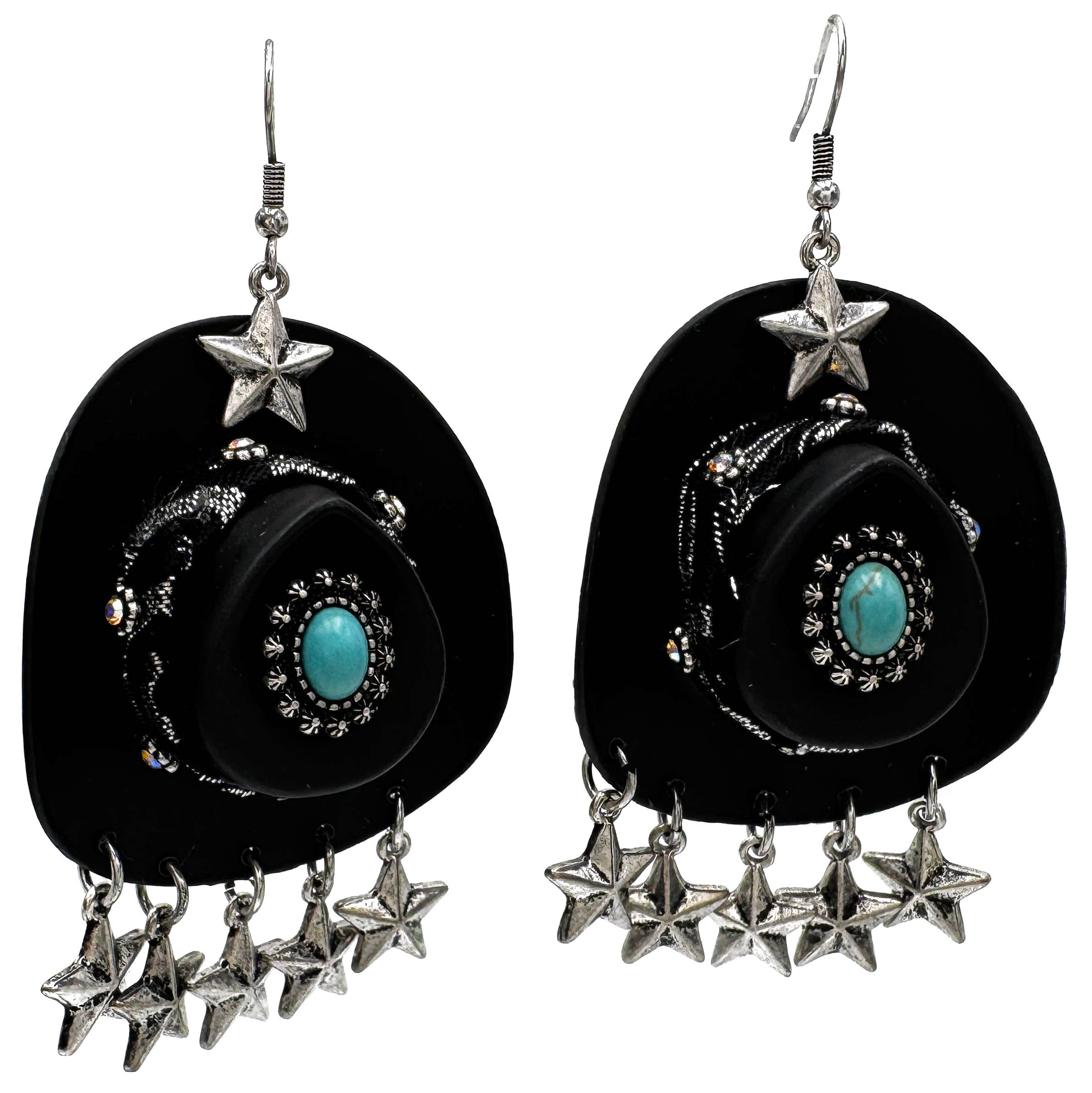 Lunar Deer - Wholesale Hangende/ronde oorbellen - Westernhoed met sterren grote kostuumoorbellen0