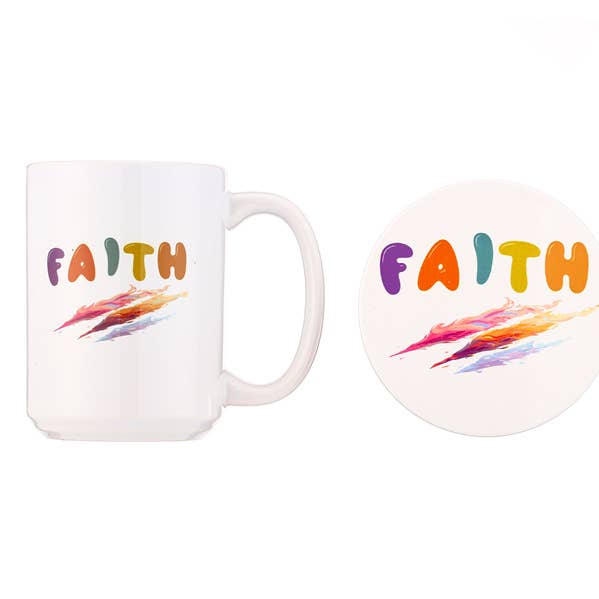 Faith Themed Coffee Mug and Coaster Gift Set for wholesale by Nima Accessories Inc