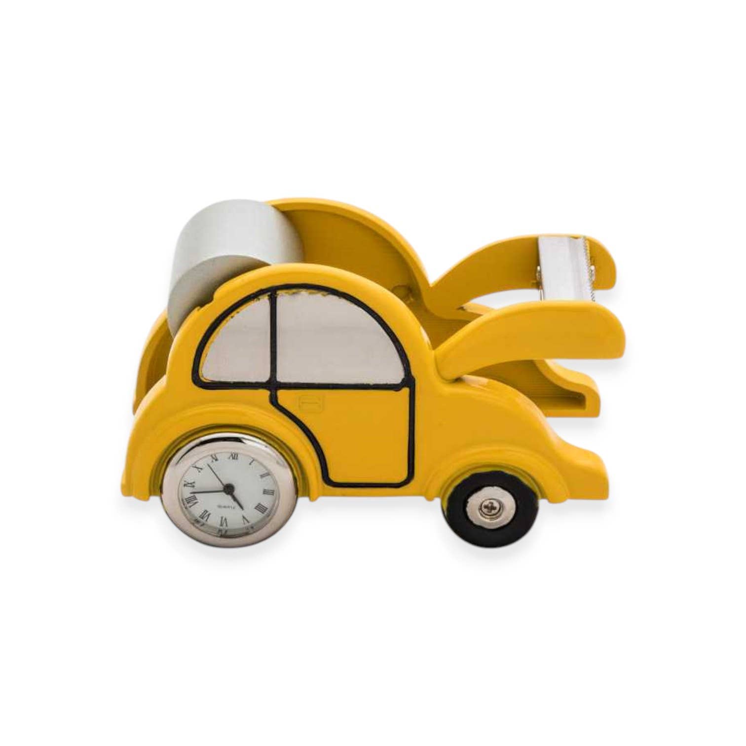 Jaune Horloge de table en forme de taxi jaune avec distributeur de ruban adhésif en vente sur Faire0
