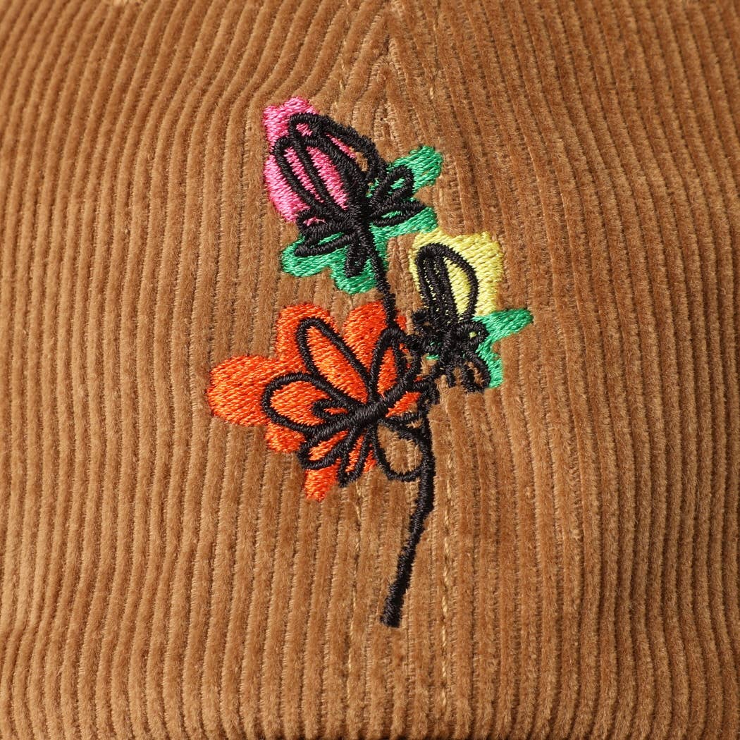 Fashion City - Wholesale Baseball Cap - Women's - Watercolor Flower Embroidered Corduroy Cap1