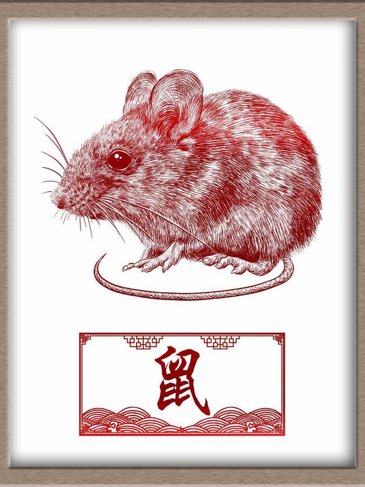 The Rat from the Chinese Zodiac (Foiled Art Print) for wholesale by JoyousJoyfulJoyness