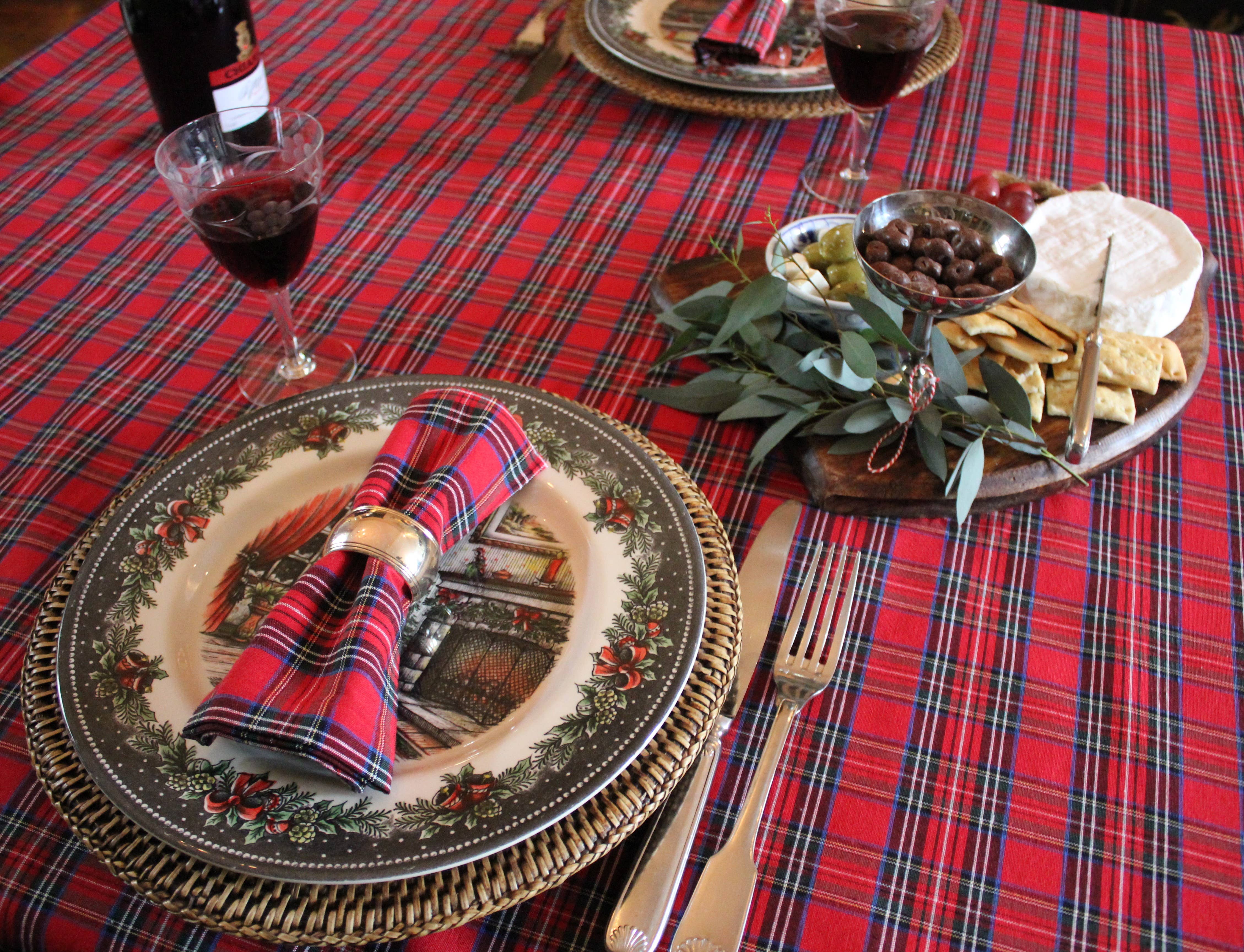 Bamar - Vente Nappes - Nappe Windsor rouge - losange écossais - tartan2