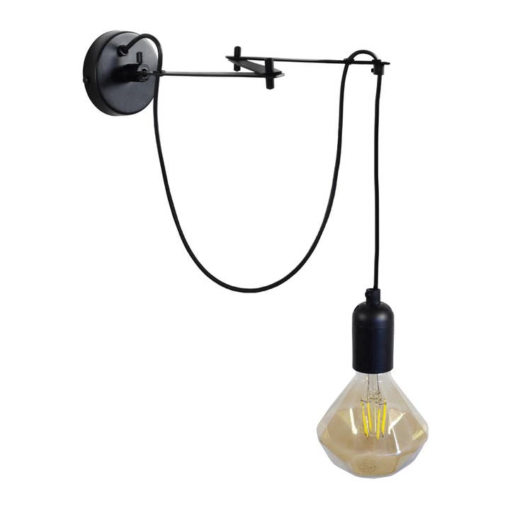 KRAKE - Lámpara de pared articulada de metal negro con bisagra para venta al por mayor de Tosel Shop