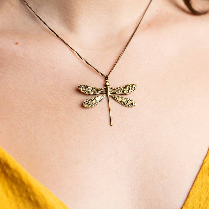 Ornamental Things - Wholesale Pendant/charm necklace - Golden Dragonfly Necklace3
