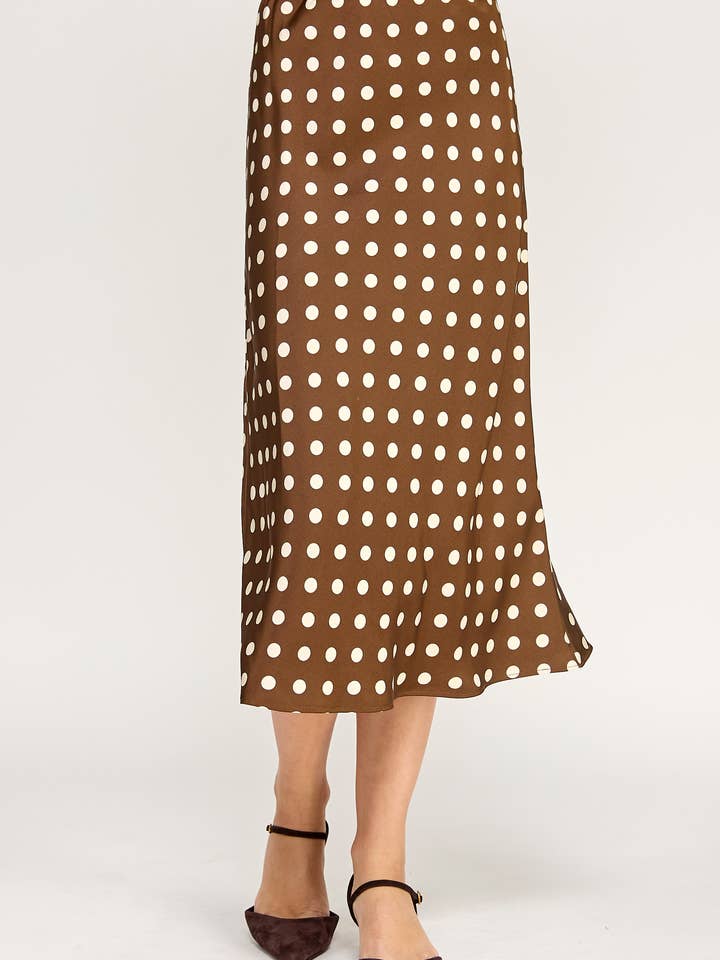 Ellison - Wholesale Skirt - Women's - RS-4238-6 POLKA DOT MIDI SKIRT-COCOA CREAM3