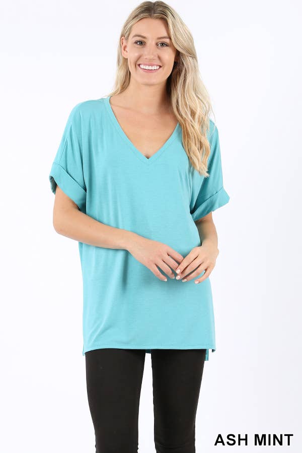 42POPS - Wholesale Tunic - Women's - `.Short Sleeve Side Slit Hi Low Hem6