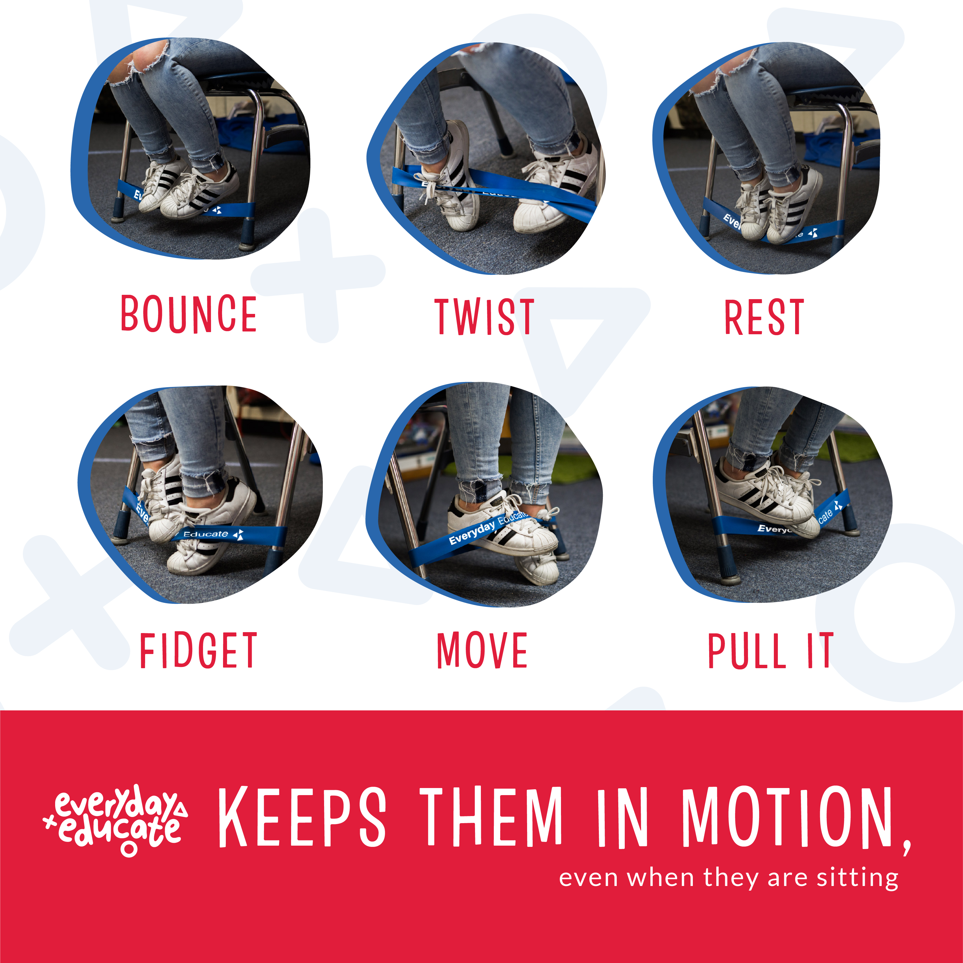 Everyday Educate – Brinquedo Fidget - Crianças por atacado – Fidget Widget Bands - Bouncy Chair Bands - Conjunto de 123