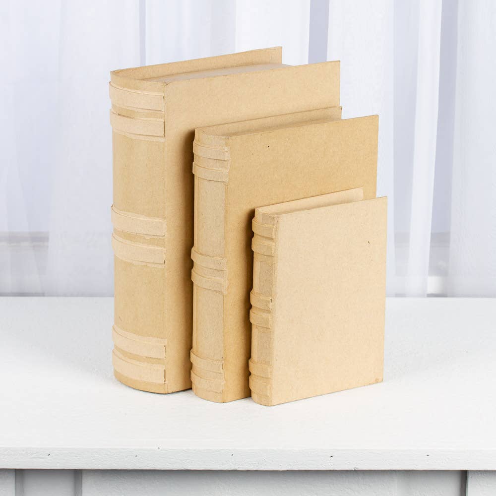 Factory Direct Craft - Wholesale Paper Mache - 3 piece Set  of Premade Paper Mache Book Shape Boxes 4