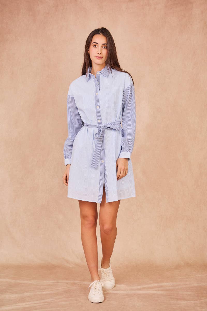 Calie Paris - Vendita all'ingrosso Vestito - Donna - DENISETTE Vestito camicia a righe – Chic senza sforzo9