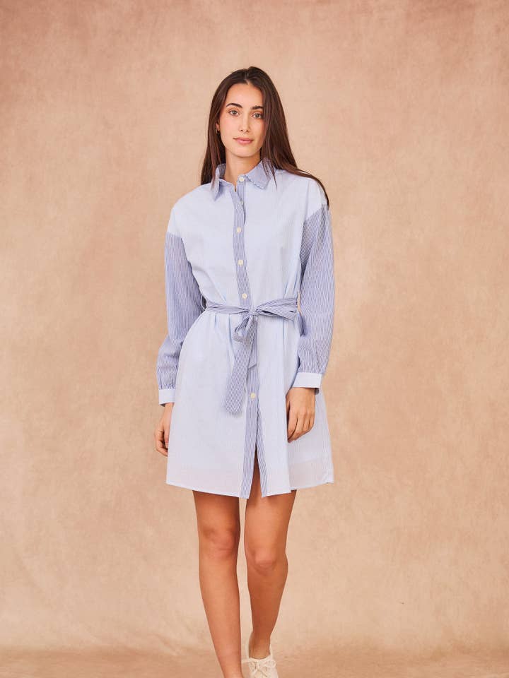 Calie Paris - Wholesale Dress - Women's - DENISETTE Striped Shirt Dress – Effortlessly Chic1