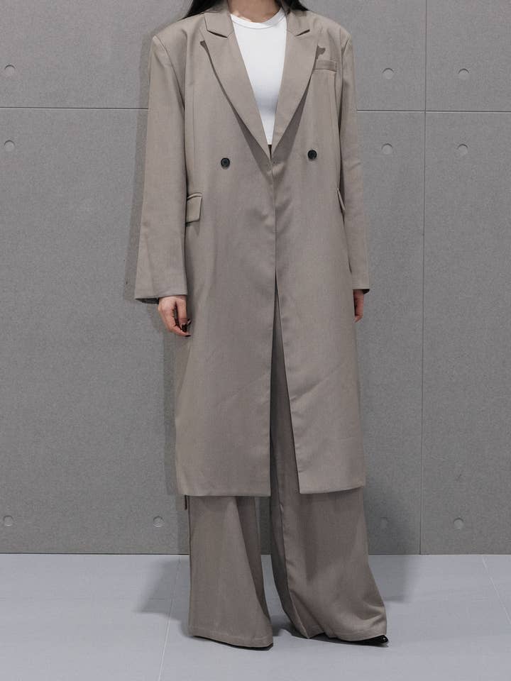 Askegrå Lang Blazerfrakke for engroshandel hos Blanc.Noize