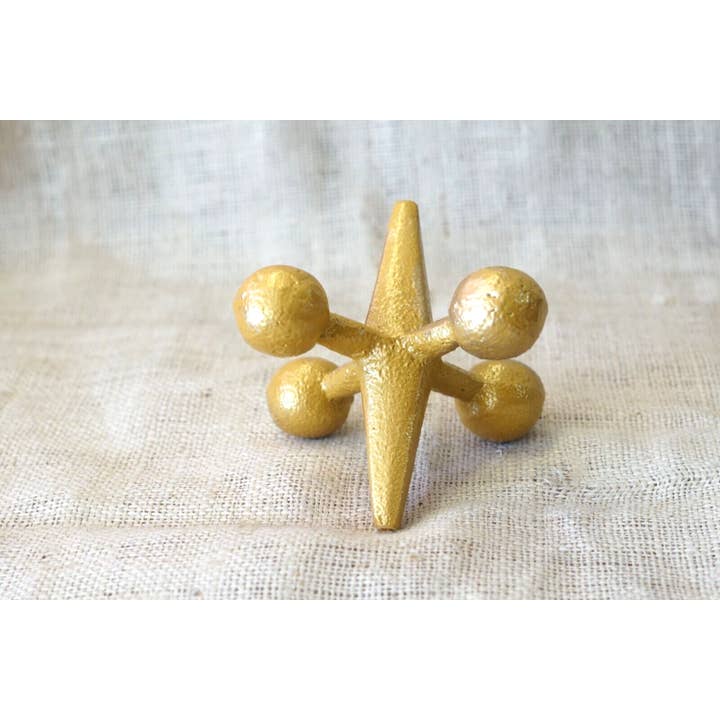 Midwest Craft House - Wholesale Decorative Figurine - CAST IRON JAX JACKS 5 1/2" x 5 1/2" GOLD COLOR