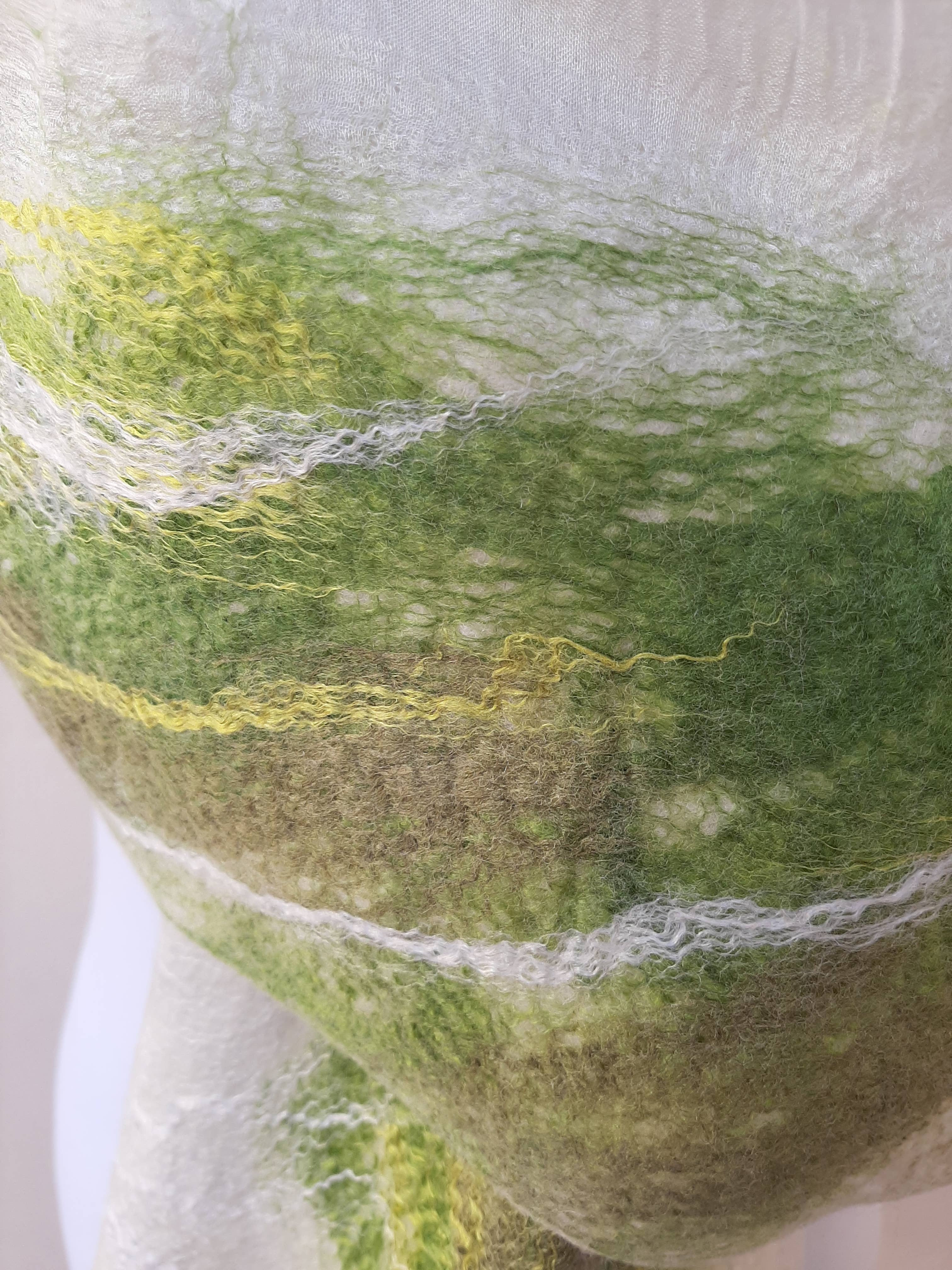 Makanuda - Vendita all'ingrosso Sciarpa - Donna - Sciarpa verde in seta naturale e lana merino3