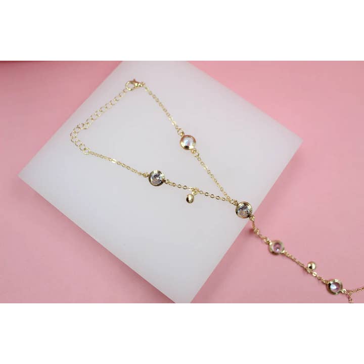 MIA Jewelry - Wholesale Link & Chain Bracelet - 18K Gold Filled Rolo Hand Chain Bracelet w/ Dangle Discs2