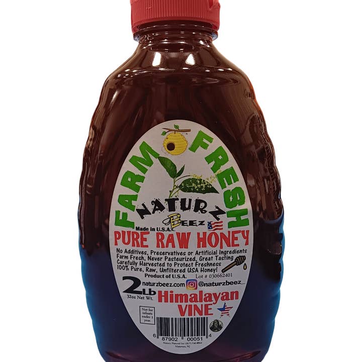 Naturz Beez - Venta al por mayor Miel - MIEL CRUDA HIMALAYA VINE 2LB 907g Botella Squeeze 100% PURA